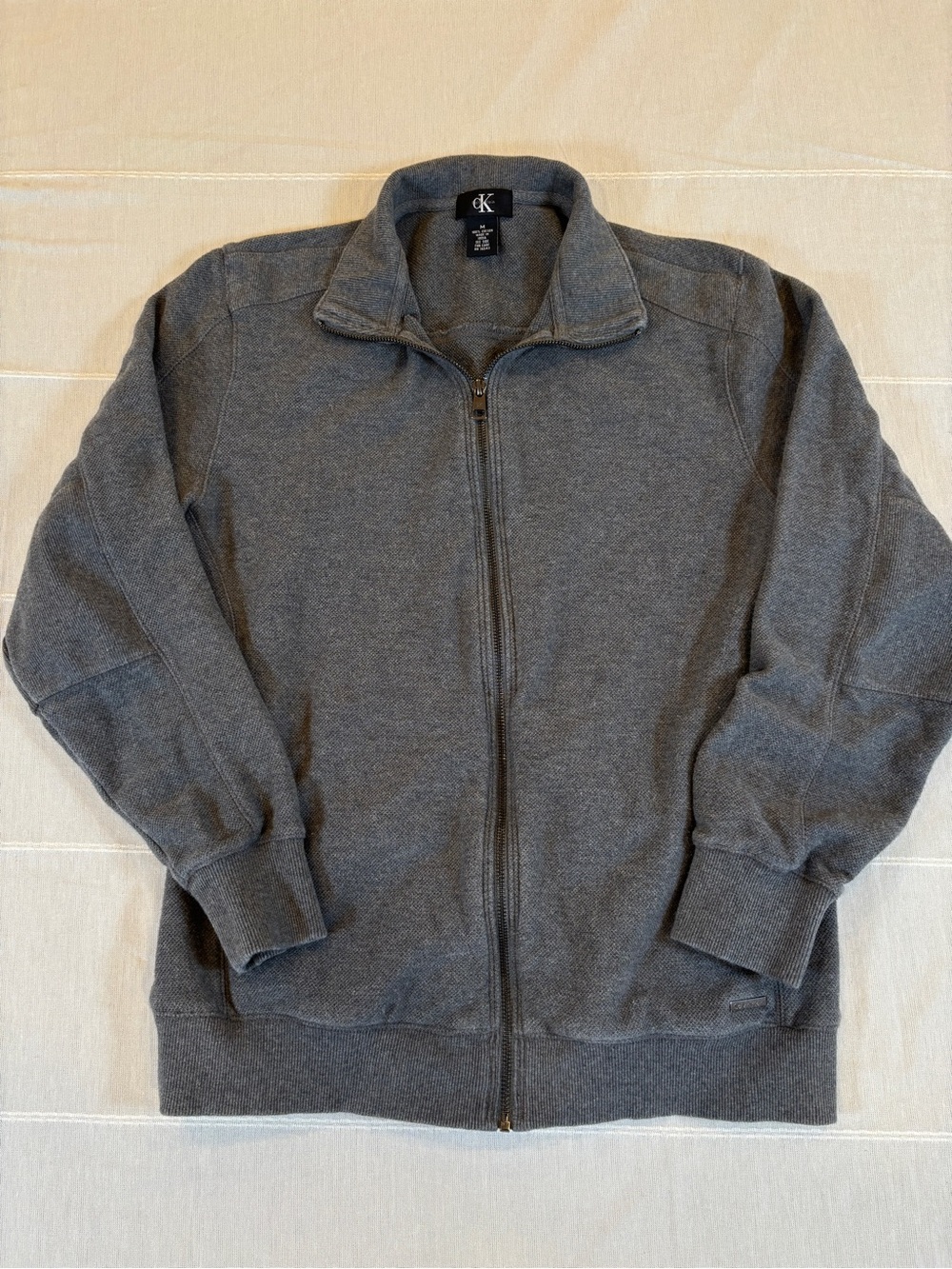 Calvin Klein Men’s Medium Gray 100% Cotton Full Zip Jacket Sweater CK